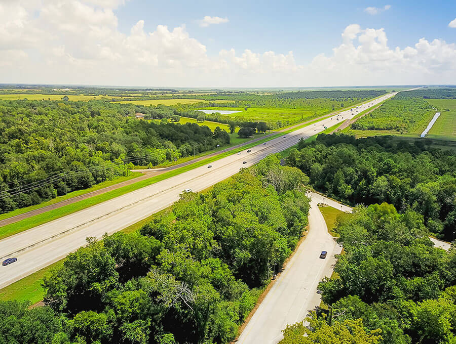 Aerial view of Louisiana highway